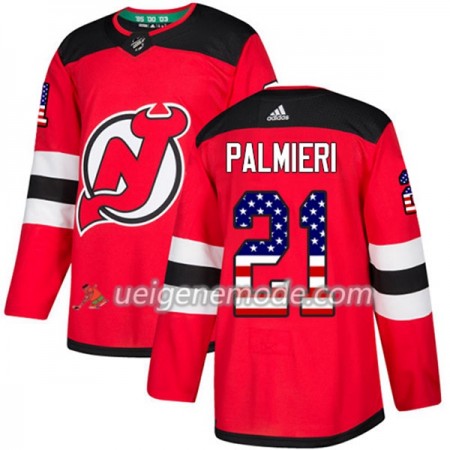 Herren Eishockey New Jersey Devils Trikot Kyle Palmieri 21 Adidas 2017-2018 Rot USA Flag Fashion Authentic